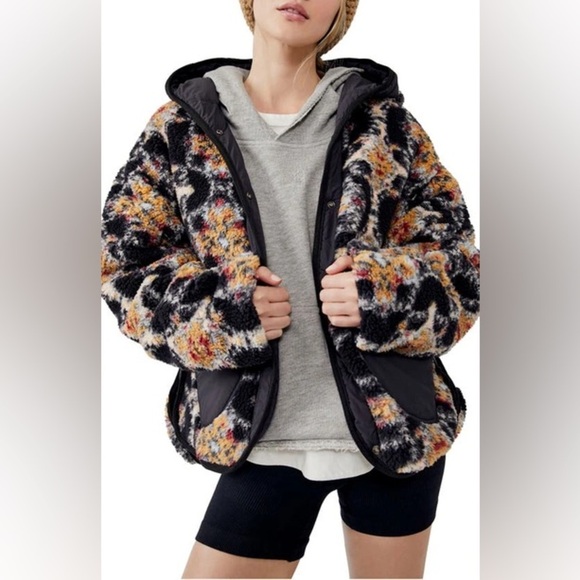 Free People Movement Elevation Jacquard Reversible Fleece Hooded Jacket Small - Picture 2 of 11